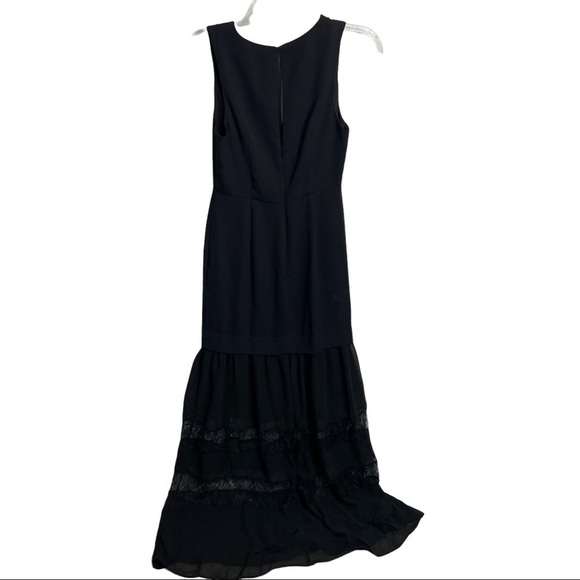 BCBGeneration Size 4 Black Maxi Dress Sleeveless Tiered Lace Sheer - Picture 4 of 10